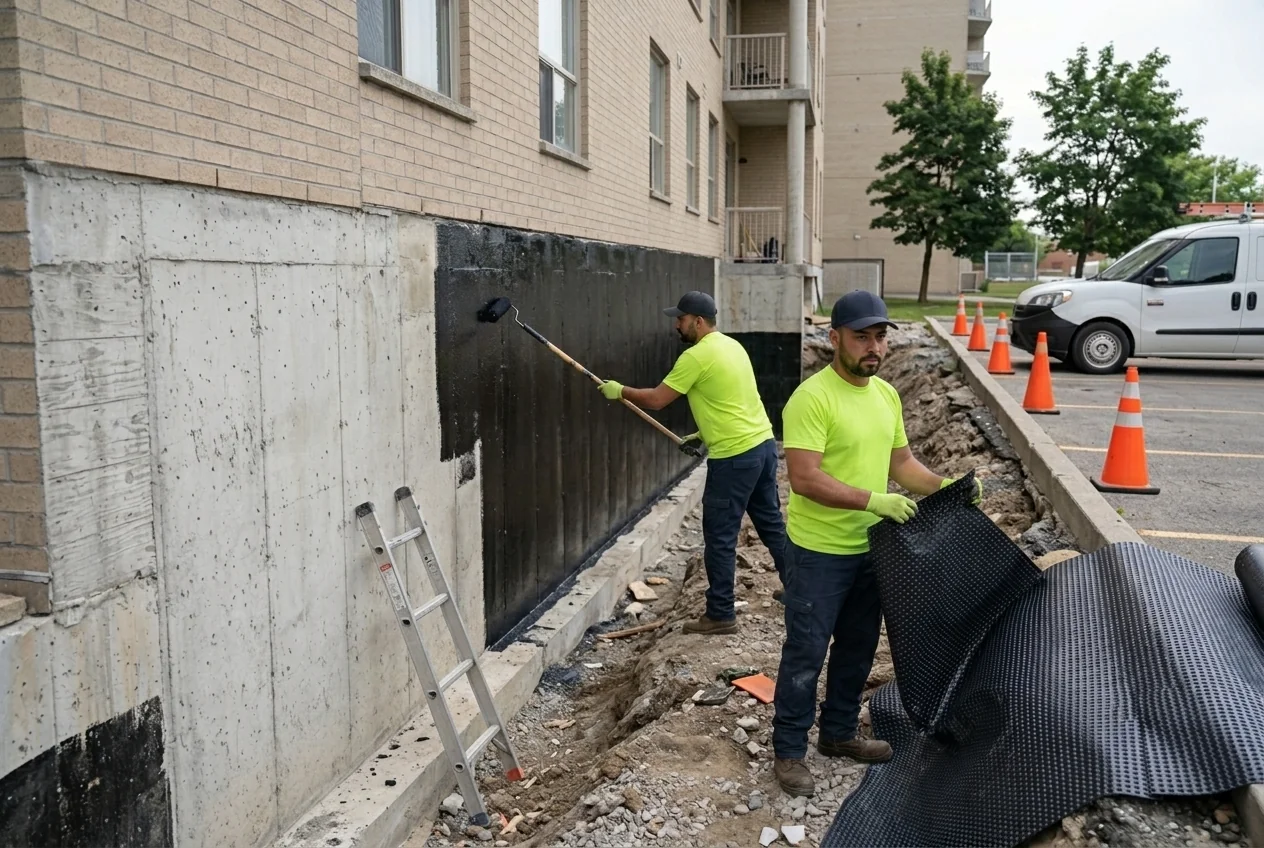 Commercial basement and foundation waterproofing